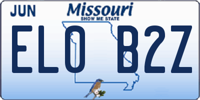 MO license plate EL0B2Z