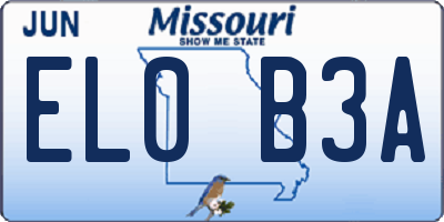 MO license plate EL0B3A