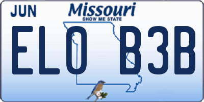 MO license plate EL0B3B