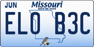 MO license plate EL0B3C