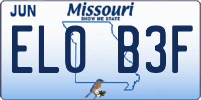 MO license plate EL0B3F