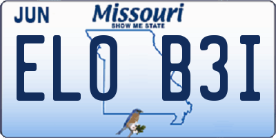 MO license plate EL0B3I