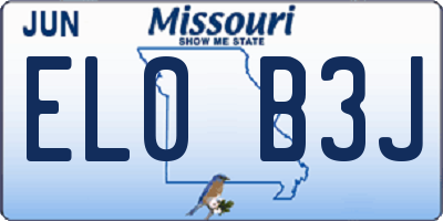 MO license plate EL0B3J
