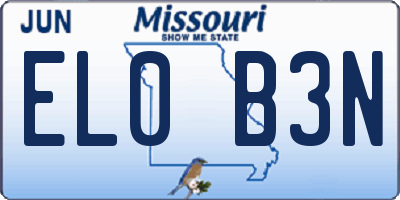 MO license plate EL0B3N