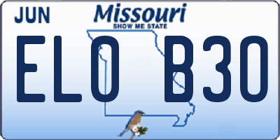 MO license plate EL0B3O