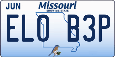 MO license plate EL0B3P