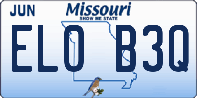 MO license plate EL0B3Q
