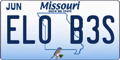 MO license plate EL0B3S