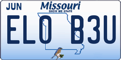 MO license plate EL0B3U
