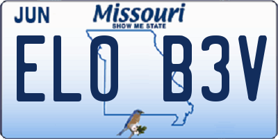 MO license plate EL0B3V