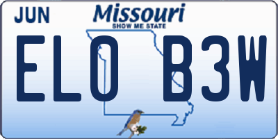 MO license plate EL0B3W