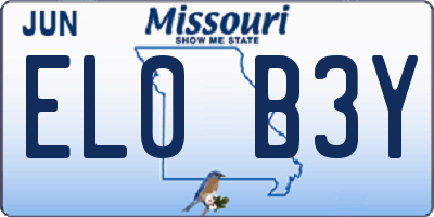 MO license plate EL0B3Y
