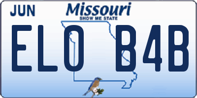 MO license plate EL0B4B