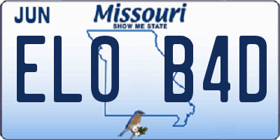 MO license plate EL0B4D