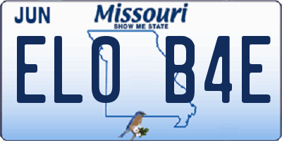 MO license plate EL0B4E