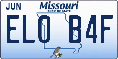 MO license plate EL0B4F