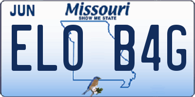 MO license plate EL0B4G