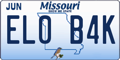 MO license plate EL0B4K