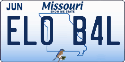 MO license plate EL0B4L