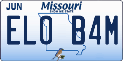 MO license plate EL0B4M