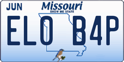 MO license plate EL0B4P