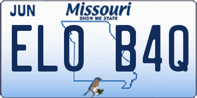 MO license plate EL0B4Q