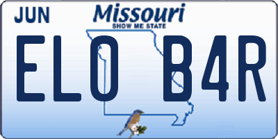 MO license plate EL0B4R