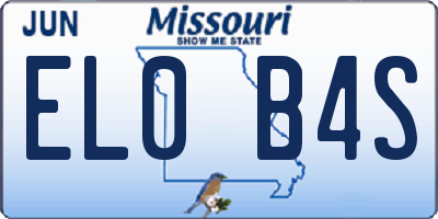 MO license plate EL0B4S