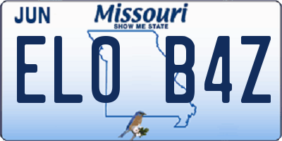 MO license plate EL0B4Z