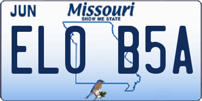 MO license plate EL0B5A