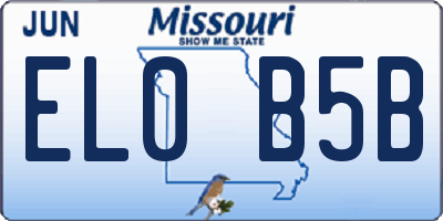 MO license plate EL0B5B