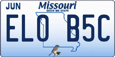 MO license plate EL0B5C