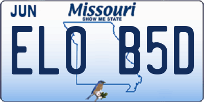 MO license plate EL0B5D