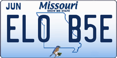 MO license plate EL0B5E