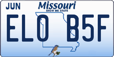 MO license plate EL0B5F