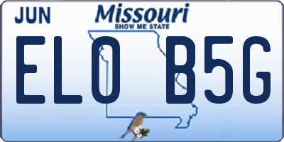MO license plate EL0B5G