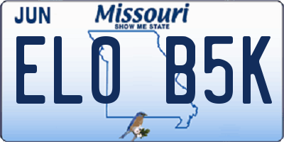MO license plate EL0B5K