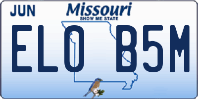 MO license plate EL0B5M