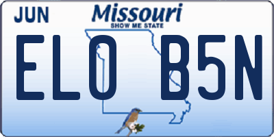 MO license plate EL0B5N