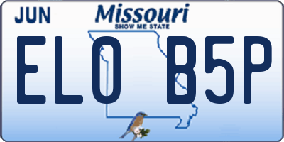 MO license plate EL0B5P