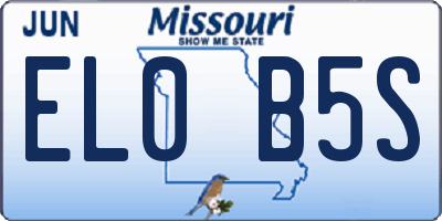 MO license plate EL0B5S