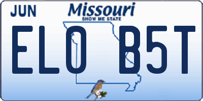 MO license plate EL0B5T