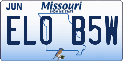MO license plate EL0B5W