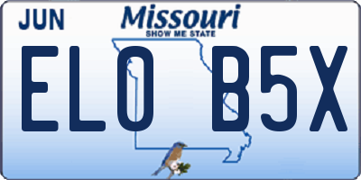 MO license plate EL0B5X
