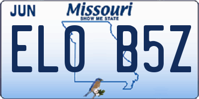 MO license plate EL0B5Z