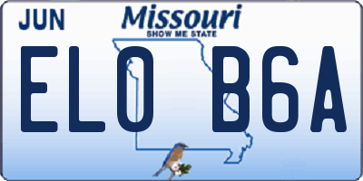 MO license plate EL0B6A