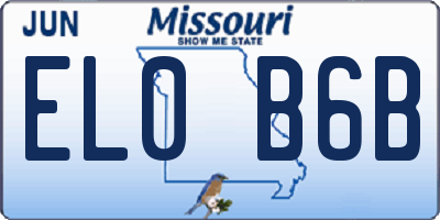 MO license plate EL0B6B
