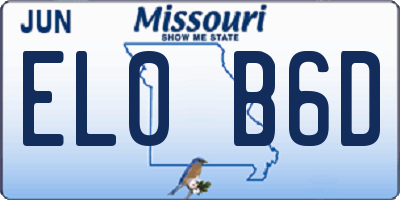 MO license plate EL0B6D