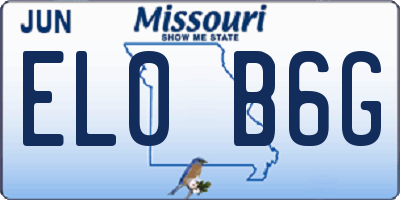 MO license plate EL0B6G