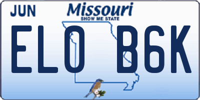 MO license plate EL0B6K